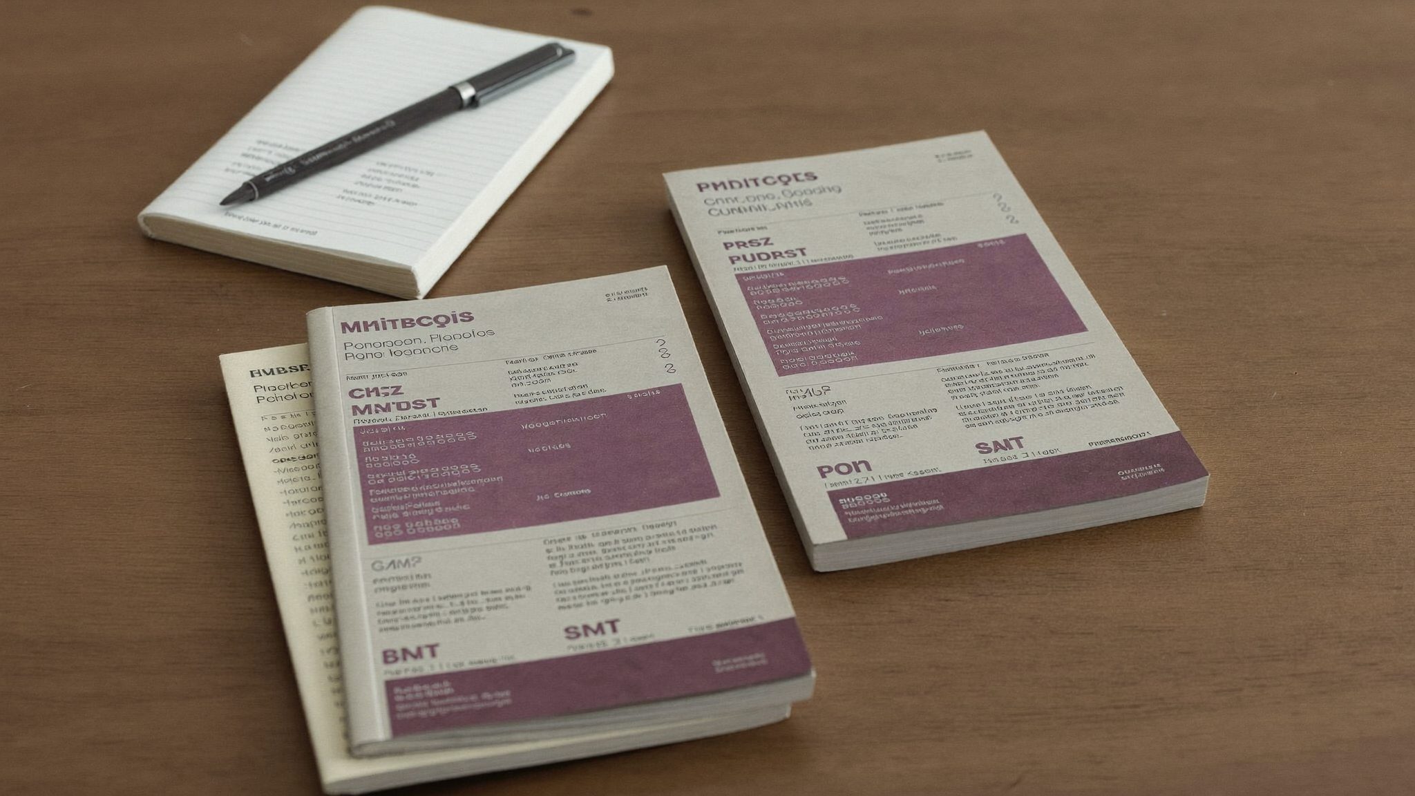 Financial reference guides laid out on a desk